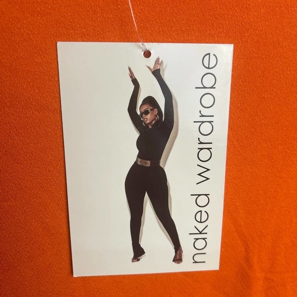 Naked Wardrobe BARE X Sweet T Mock Neck Crop Top In Deep Orange Size XL NWT - Picture 6 of 8